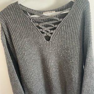 V neck pink rose sweater